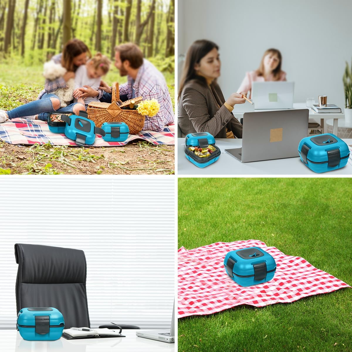 Pinnacle Thermoware 2-Pc Leak Proof Insulated Lunch Box Hot Food Container Set, Blue