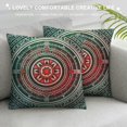 thumbnail image 3 of PHYHOO  Teal and Coral Throw Pillow Cushion Cover, Ombre Mandala Art Antique Gypsy Folk Pattern Mystical Cosmos Image, Decorative Square Accent Pillow Case, Teal Coral White, 3 of 5