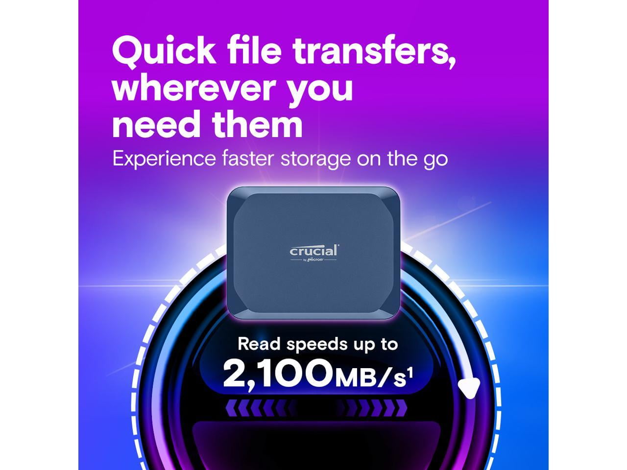 Crucial X10 6TB Portable SSD, USB-C 3.2 2x2, External Solid State Drive