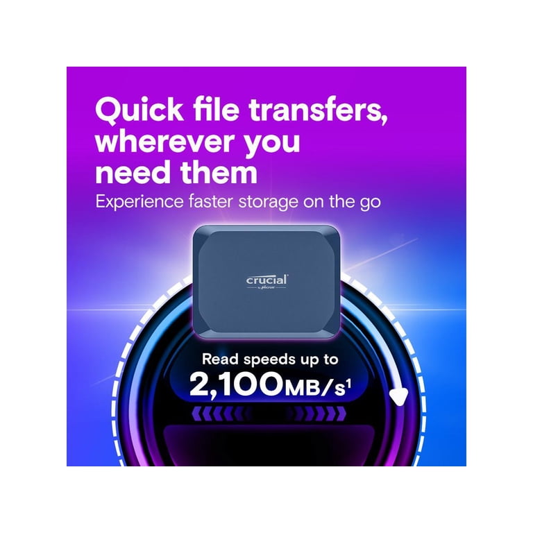 Crucial X10 6TB Portable SSD, USB-C 3.2 2x2, External Solid State