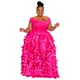 thumbnail image 1 of CM.YAYA Plus Size Women Short Sleeve Slash Neck Big Swing Loose Smock Maxi Dress 2024 Fall Party Evening Long Dresses, 1 of 5