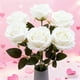 thumbnail image 4 of Plantas Artificiales De Plástico Paquete De 5 Ramos De Flores Artificiales Para Bodas En Casa, Flores Decorativas Multiusos De Plástico En Blanco, 48cm Rkxzt, 4 of 9