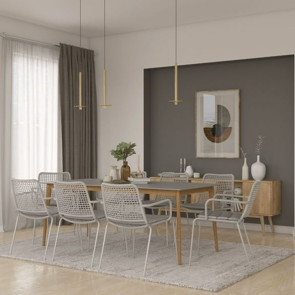 Midtown Concept Barrow 9-Piece Indoor Rectangular Dining Table Set | Eucalyptus Wood | Ideal for Indoors