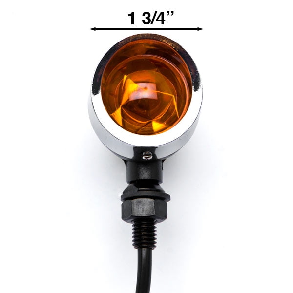 Krator JBM-035-CB Black Turn Signals 2pc // Chrome Heavy Duty Motorcycle Indicators Blinkers Lights