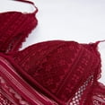 thumbnail image 3 of Women Sexy Low Back Bralette Ladies Invisible Lace Bra Mesh Ultra Thin Lingerie Bra Wine Red S-XL, 3 of 6