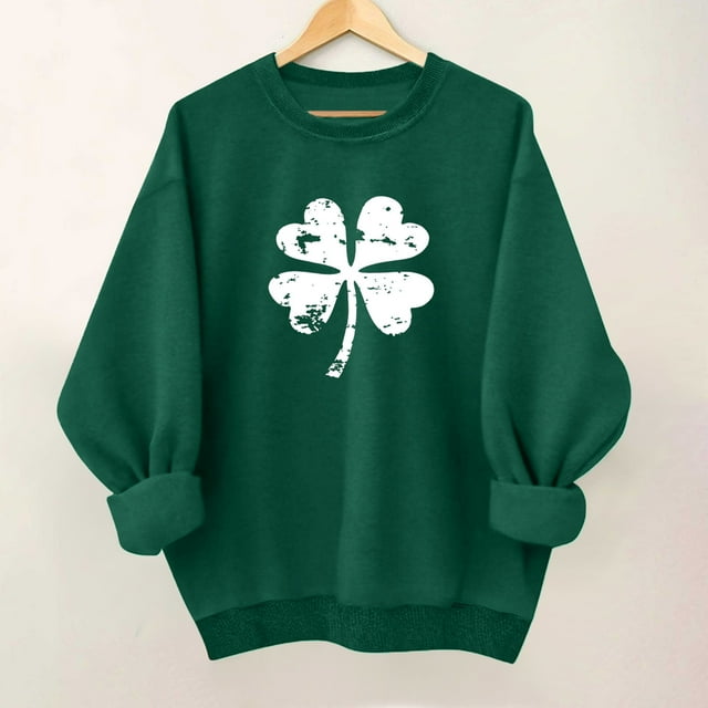 Xuyuer Women's St. Patrick's Day Green Long Sleeve Sweatshirt Funny Casual Irish Shirt