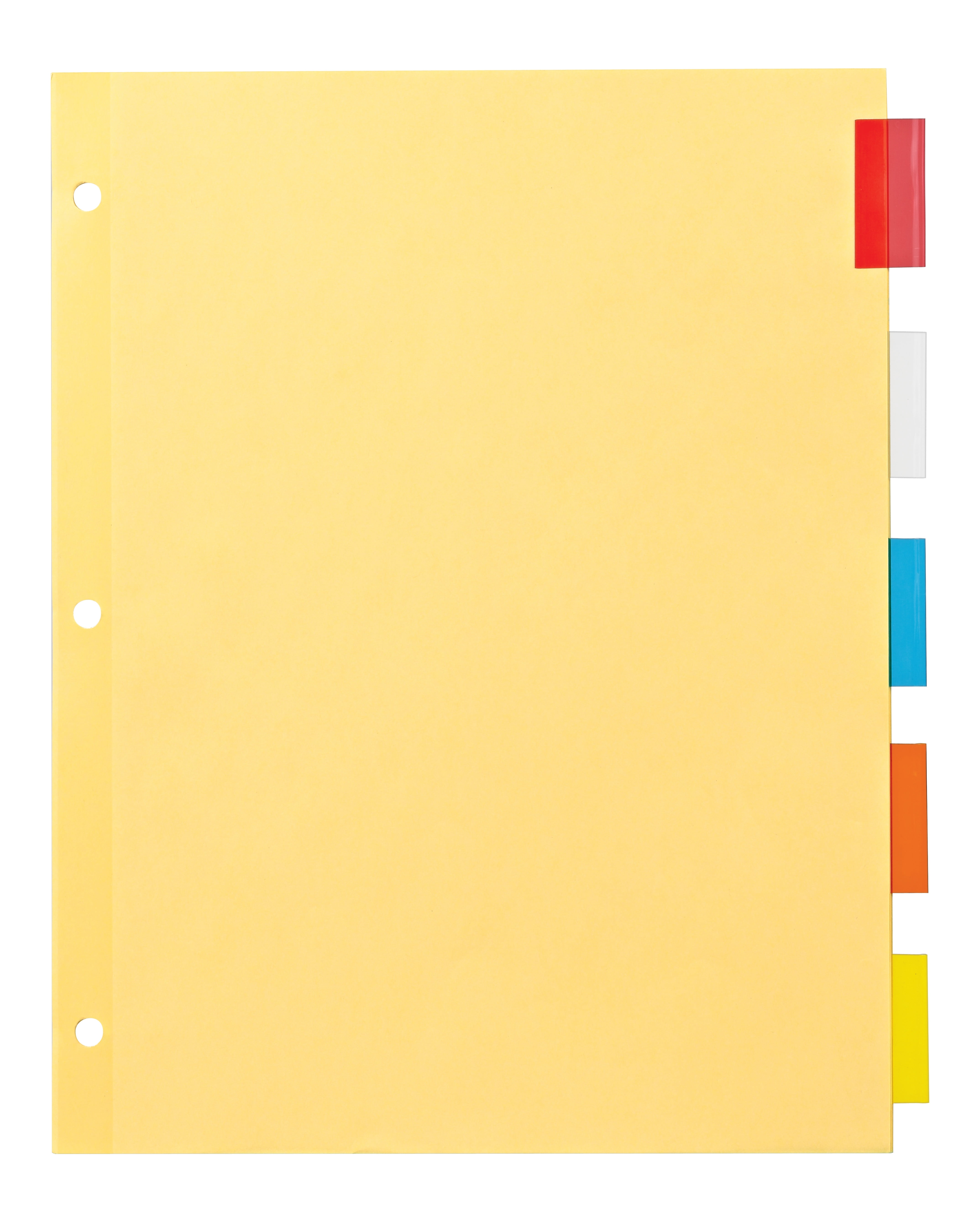 Office Essentials Insertable Dividers, 5 Tab, Multicolor, 1 Set (11465)