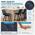 thumbnail image 4 of ClinQ 26 inch Swivel Counter Height Bar Stool Set of 3, Faux Leather Seat with Metal Legs and Back, Navy, 4 of 9