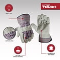 thumbnail image 3 of (2 pack) Hyper Tough Leather Palm Multi-Use Work Gloves, Glacier Gray, 3 of 7