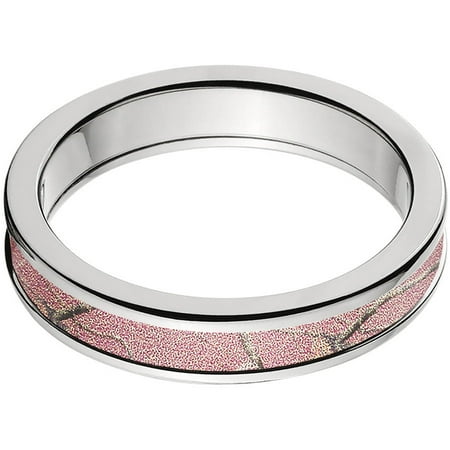 4mm Half-Round Titanium Ring with a RealTree Pink Camo Inlay