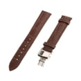 thumbnail image 1 of facefd Leather Watch Band Butterfly Deployment Clasp Buckle Coffee 18mm, 1 of 5