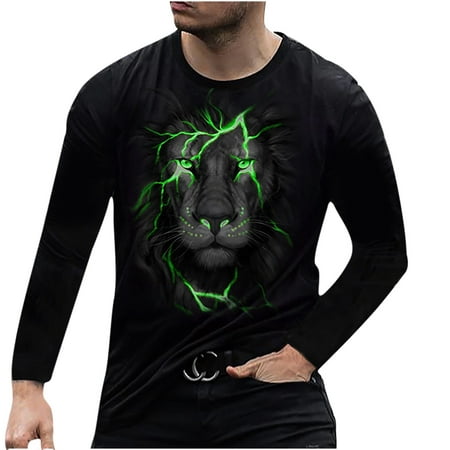 Deals of the Day Sweatshirts for Men,Men's Fashion Casual Printing O-Neck Loose Long Sleeve T-shirt Pullover Tops