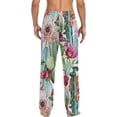 thumbnail image 6 of Men's Pajama Pants with Pockets Sleepwear Lounge Pants Stretch Casual Bright Tropical Cactus Flowers, 6 of 6