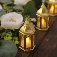 thumbnail image 5 of Efavormart 6 Pack Gold Vintage Mini Lantern with Flickering LED Tealight Candles, Moroccan Style Battery Operated Warm White Candle Lantern Lamp Centerpieces - 3.5", 5 of 6