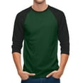 thumbnail image 5 of Resicozy Men's 3/4 Sleeve Shirts Crew Neck Casual Fashion Soft Vintage Workout Athletic Classic Fitted Tee Shirts Dark Green XL, 5 of 7