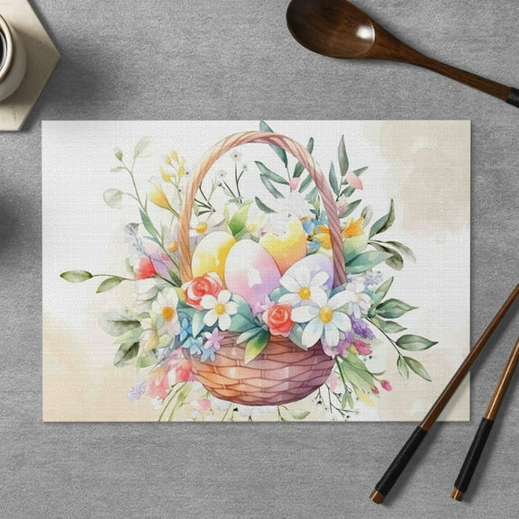 Place Mats Set,Decorative Table Place Mats For For In Door Dinning,Heat Insulation Stain Resistant Table Mats(Easter Egg)