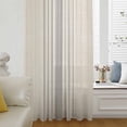 thumbnail image 6 of Grey Striped Sheer Curtains 45 Inches Long, Beige Geometric Modern Minimalist Light Filering Curtains, Breathable Simi Curtain Privacy Drapes for Kitchen Bathroom Lightweight Small Window Treatment, 6 of 9