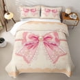 thumbnail image 2 of Erosebridal Pink Bowknot Pearl Twin Quilt Set for Girls, Vintage Ribbon Twin Coverlet Set, 2 Pieces, 2 of 7