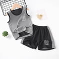 thumbnail image 4 of NIEWTR Toddler Sweatsuit Sets 0-24M 2T 3T 4T 5T Toddler Baby Boys Clothes Set Quick Dry Short Sleeve T-Shirt and Shorts Summer 2 PCS Outfit(B-Grey,3-4 Years), 4 of 4