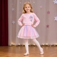 thumbnail image 2 of Lanbubble Girls Dresses Long Sleeve Sweat Party Dress with Sequin Tulle Skirt 3-7 Years, 2 of 6