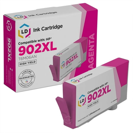 LD Compatible Replacement for HP 902 / 902XL / T6M06AN HY Magenta Ink Cartridge for OfficeJet 6950  6954  6960  6968 HP 902XL T6M14AN High Yield black ink cartridge  Hewlett Packard T6M14AN 902 XL black ink cartridge  T6M02AN cyan T6M06AN magenta T6M10AN yellow ink  Office Jet Pro 6950 6954 6960 6970 6975 6978  HP 902 XL high yield black cyan magenta yellow ink