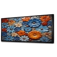 thumbnail image 2 of Designart "Mosaic of Floral Bohemian Blue and Orange Tiles I" Extra Large Geometric Framed Wall Art - Bohemian Blue Boho Mosaic Entryway Framed Wall Art Print, 2 of 6
