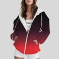 thumbnail image 2 of Womens Zip Up Hoodies Long Sleeve Gradient Color Loose Fit Jackets Casual Fashion Comfy Sweatshirts with Pockets, 2 of 5