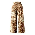 thumbnail image 4 of Fiaer,Womens Oversized Elastic Waist Palazzo Pants,Women's Loose Fit Printed Lounge Trousers,Ladies Casual Trendy Comfy Breathable Going out Daily Slacks with Pockets Khaki M, 4 of 5
