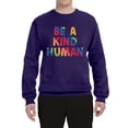 thumbnail image 2 of Wild Bobby, Be A Kind Human Positive Inspirational Slogan Inspirational/Christian Unisex Crewneck Graphic Sweatshirt, Purple, Medium, 2 of 6