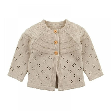 

Feiona Autumn Spring Infant Knitted Cardigan Baby Girls Cardigan Sweater Nowborn Toddler O-nekc Knit Button up Cardigan Outwear 0-18M