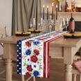 thumbnail image 3 of Independence Day Table Runner 16x72 Inch Retro American Flag Red Blue Poppy Country Cotton Linen Dining Table Runner Ideal for Dresser Kitchen Coffee Tables - Machine Washable, 3 of 9
