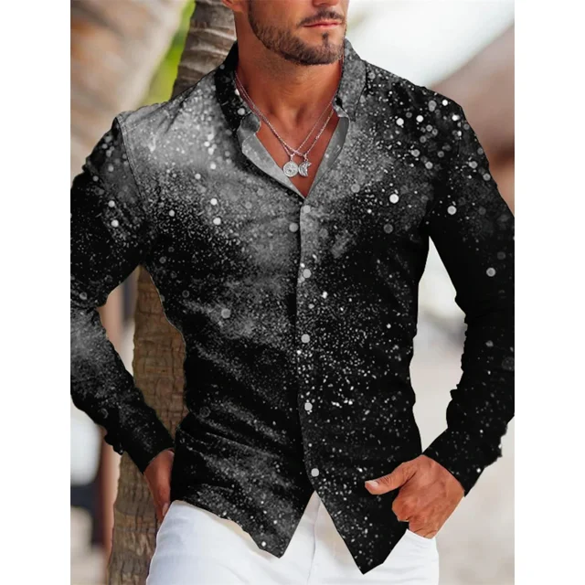 Camisa de manga larga con botones y solapa con estampado 3D más vendida para hombre 2024, camisa informal de tela suave y cómoda para hombre