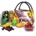 thumbnail image 6 of Vsdgher Daisy Sunflower Lazy Cat Print Insulated Reusable Bags with Sturdy Zipper and Handles, Foldable Totes for Hot or Cold Food Bring or Delivery, 6 of 8