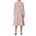 thumbnail image 3 of INSPIRE CHIC Women's Notch Lapel Wrap Neck Long Sleeve A-Line Midi Pleated Dress S Pink, 3 of 5