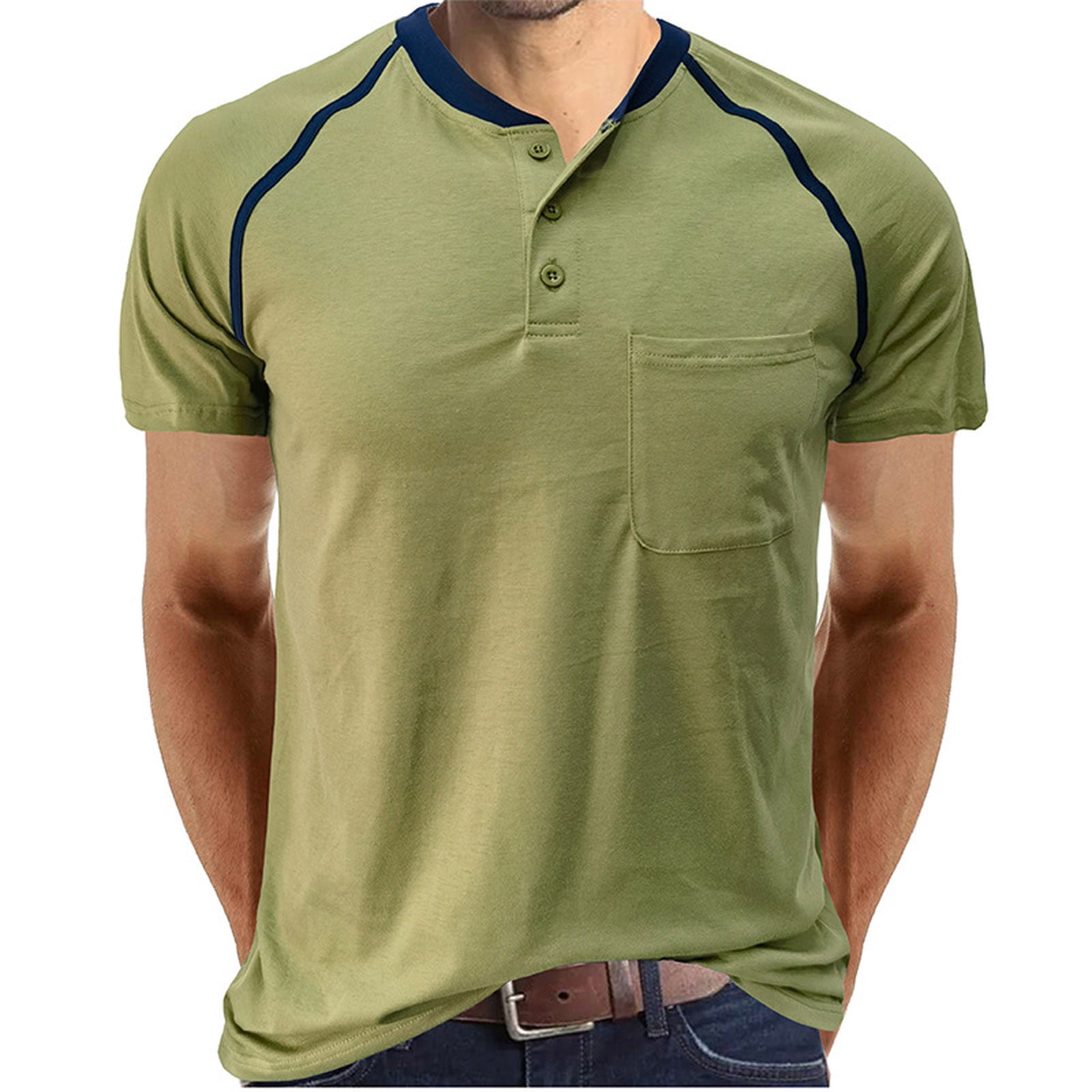 YYDGH Clearance Mens Henley Shirts Classic 3 Button Short Sleeve T
