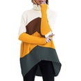 thumbnail image 1 of FOCUSNORM Women Solid/Contrast Color Sweater Bat Sleeve Irregular Hem Pullover, 1 of 4