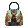 thumbnail image 3 of Fuzoiu Riverside Meditating Cat Print Insulated Lunch Bag for Women Men,Adults Lunch Tote with Front Pocket,Lunch Box with Large Capacity,Container Cooler Bag for Work Picnic, 3 of 9