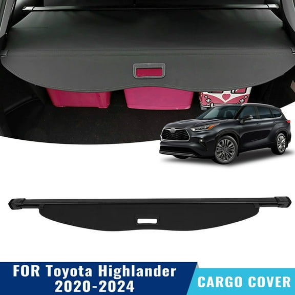 Retractable Cargo Cover Compatible with Toyota Highlander 2020 2021 2022 2023 2024 Rear Trunk Security Shade
