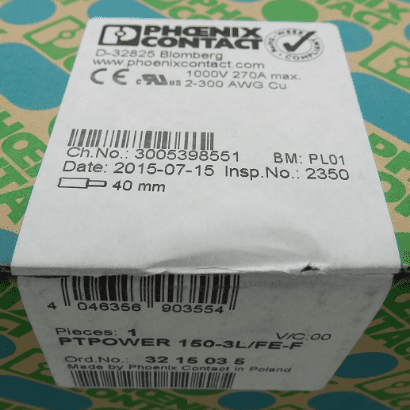 Phoenix Contact Terminal Block 1000V 270A PTPOWER 150-3L/FE-F 3215035