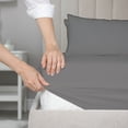 thumbnail image 2 of Color Sense 100% Cotton Percale Cool & Crisp 2-Piece Fitted Bedsheet Set Twin Dark Gray, 2 of 8
