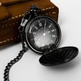 thumbnail image 3 of Reloj de bolsillo para hombre y mujer, de cuarzo, con esfera digital y superficie lisa, regalo de Navidad, color negro, reloj de bolsillo retro de cuarzo de dos caras, con tapa, 3 of 5