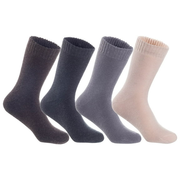 4 Pairs of The Most Gorgeous Women's Wool Crew Socks. Strong, Comfortable LK0602 Size 6-9 (Coffee,Dark Grey,Grey,Beige)