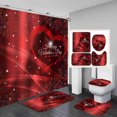 thumbnail image 1 of Juego de 4 cortinas de ducha románticas para el día de San Valentín, con alfombra antideslizante y ganchos, juego de cortinas de baño, regalo decorativo para el hogar de San Valentín (dorado), 1 of 6