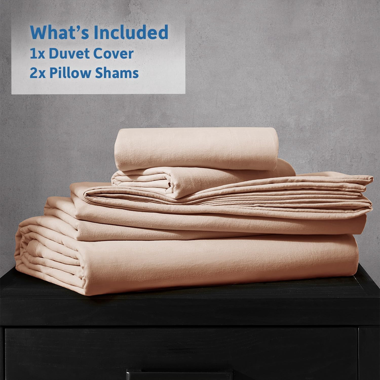 LammaLoe Duvet Cover King Size, Soft Prewashed 3-Piece Duvet Cover Bedding Set with Pillow Shams, Khaki
