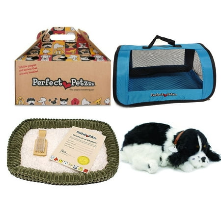 Cocker Spaniel Treat - Perfect Petzzz Huggable Breathing Puppy Dog Pet Bed Cocker Spaniel with Blue Tote For Plush Breathing Pets