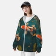 thumbnail image 3 of Fotbe Koi Pond Lilies Chaqueta con Protección Solar UPF 50+ para Hombre y Mujer, Camisa con Capucha y Bolsillos-Small, 3 of 7
