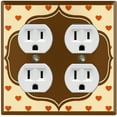 thumbnail image 1 of Metal Light Switch Plate Outlet Cover Brown Beige Frame Orange Hearts Wallpaper WAL040, 1 of 13