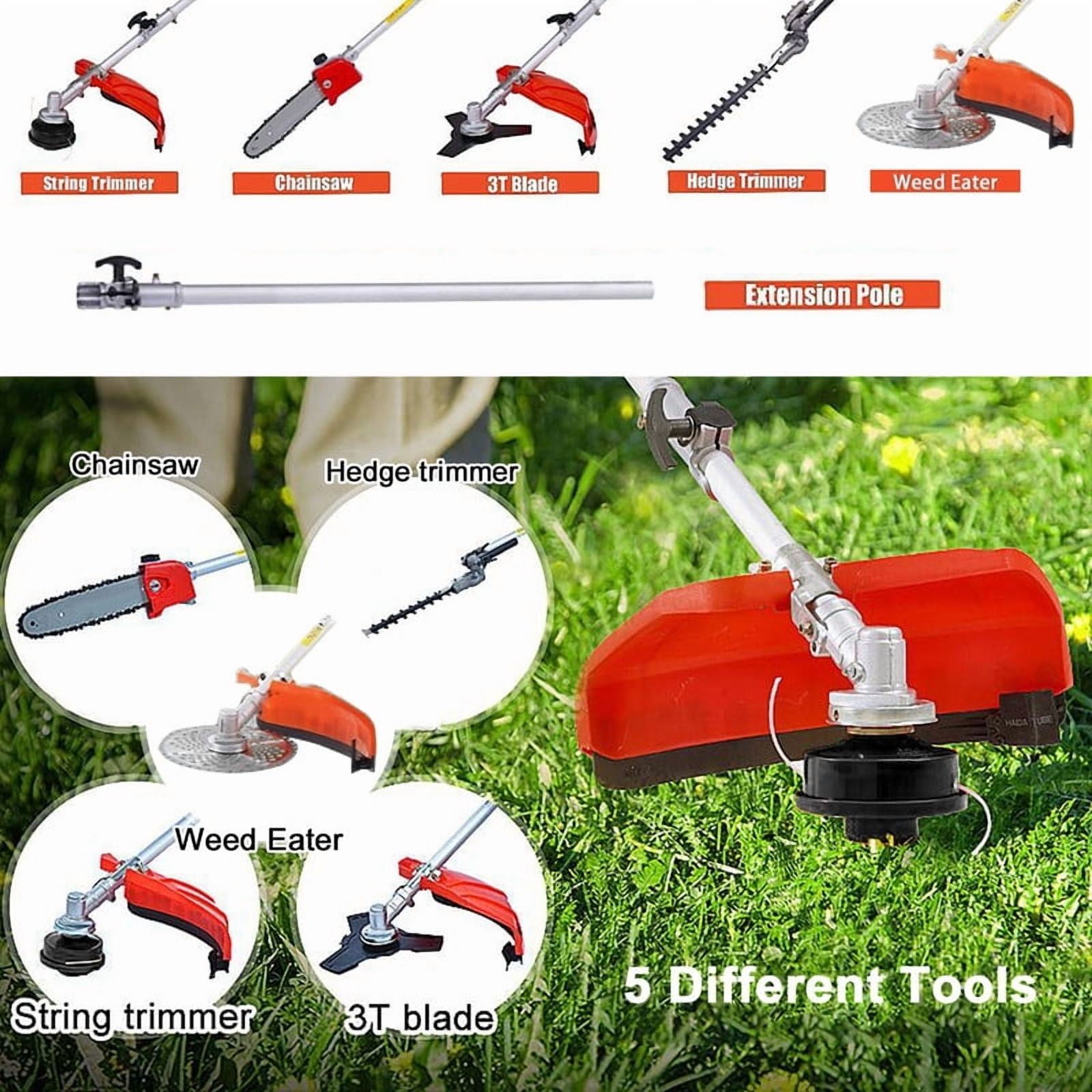 YNCE 2025 New Gas Weed Wacker - 52cc 2-Stroke 5 in 1 Multi-Functional Lawn Mower Hedge Trimmer Pruners Gas Powe Brush Cutter, Handheld Weed Eater for Garden and Yard Lawn