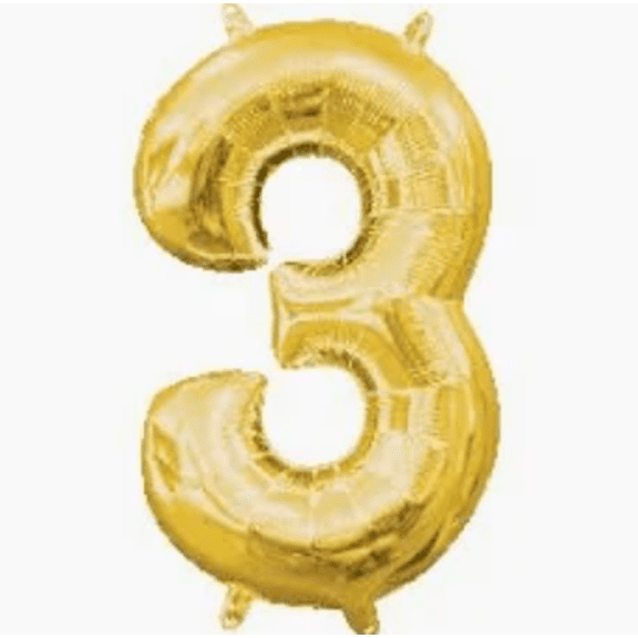 Brava - Gold Number 3 Foil Balloon (34 in.)
