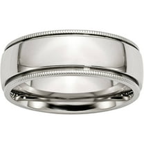Stainless Steel Grooved and Beaded 8mm Polished Band